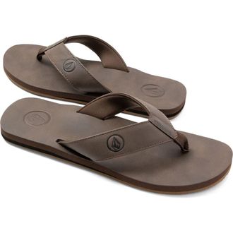 Volcom Vocation Leather Flip Flops in Brown at Nordstrom Rack, Size 11