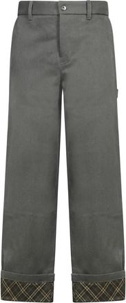 Burberry Cotton Carpenter Pants - Heren - Straight fit broeken - Grijs - M - Katoen - Broeken