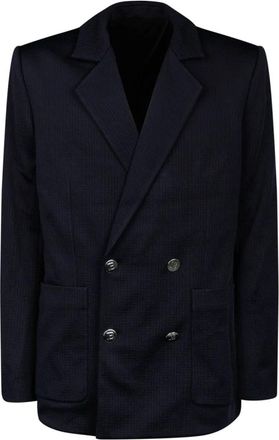 Balmain Jersey Mini Monogram Blazer - Heren - Blazers - Blauw - L - Leer - Jassen