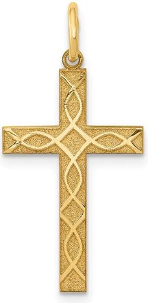 Diamond2Deal 14k Yellow Gold Laser Designed Ichthus Cross Charm Pendant
