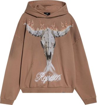 Represent British Cowboys Cotton Graphic Hoodie in Dusty Brown at Nordstrom, Size X-Large