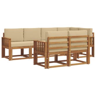 vidaXL Conjunto De Sof&aacute;s De Exterior Con Coj&iacute;n 7 Pcs Natural Y Beige Vidaxl