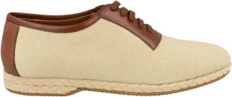 Ferragamo Mens Bosco Canvas Dress Shoes In Beige