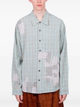 Story mfg. Camicia con design patchwork - Blu