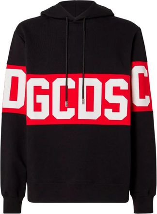 GCDS Logo Stripe Hoodie - Heren - Hoodies - Zwart - S - Katoen - Hoodies & sweatvesten