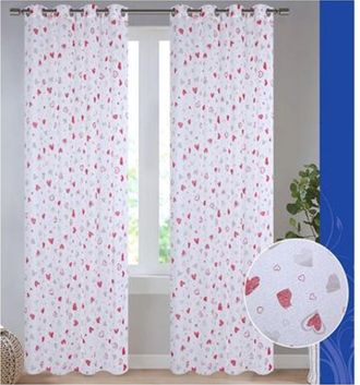 Trade Shop Trade Shop - Tenda Dorotea Cuori Pannello Singolo 8 Borchie Porta Finestra Bastone 140x280 Cm