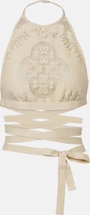 Valentino Open-back cotton-blend crop top