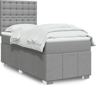 vidaXL Cama Box Spring Con Colch&oacute;n Tela Gris Claro 80x200 Cm Vidaxl