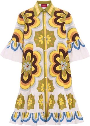 La DoubleJ Cotton Poplin Choux Jurk - Dames - Shirt Kleedjes - Veelkleurig - XL - Katoen - Kleedjes