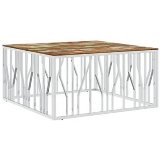 vidaXL Tavolino Salotto Argento In Acciaio Inox E Legno Di Recupero - Vidaxl