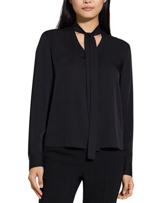 Theory Tie Neck Silk Blouse