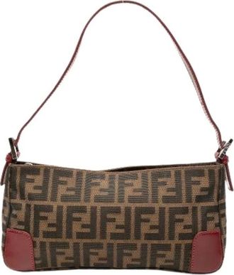 Fendi Pre-owned Shoulder Bags, female, Brown, Size: ONE SIZE Pre-owned Canvas Shoulder Bag
