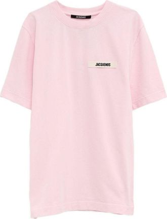 Jacquemus Soft Pink Crew Neck T-Shirt with Logo Patch