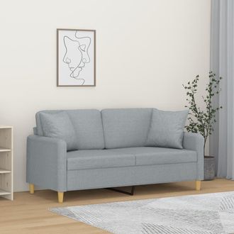 vidaXL Sof&aacute; De 2 Plazas Con Cojines Tela Gris Claro 140 Cm Vidaxl