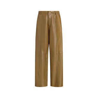 Alberta Ferretti Wide-leg Ultra-Soft Leather Trousers - female - Alberta Ferretti - Leather Trousers - Yellow - XL - Trousers