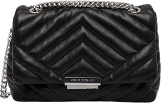 A|X Armani Exchange Gewatteerde Schoudertas - Dames - Schoudertassen - Zwart - ONE Size - Leer - Tassen