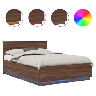 vidaXL Estructura De Cama Con Cabecera Roble Marr&oacute;n 150 X 200 Cm Vidaxl