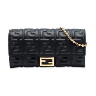 Fendi Pre-owned Cross Body Bags, female, Black, Size: ONE SIZE Pre-owned Embossed Leather Chain Bag