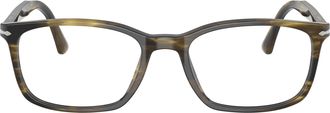 Persol 0po3189v Rectangular Tortoiseshell Eyeglasses with Silver Accent