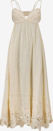 Zimmermann Langes Ramie-Empirekleid mit Stickerei Coco