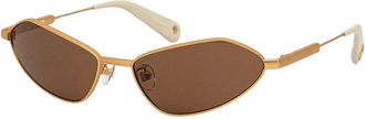 Jacquemus Sunglasses Cat Eye Full Rim, Gold Frame And Brown Lens Jac/68C1
