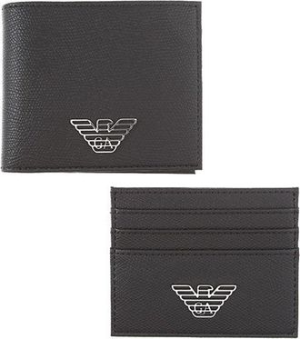 Emporio Armani Black Wallet And Business Card Holder Set