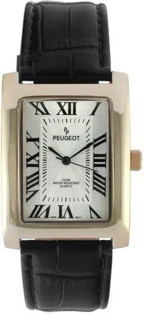 Peugeot Vintage Roman Numeral Tank Leather Watch - 43x30MM in Black at Nordstrom