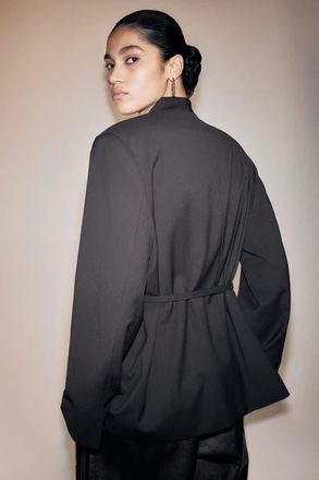 H&M Belted Blazer in Black at Nordstrom, Size Xx-Large