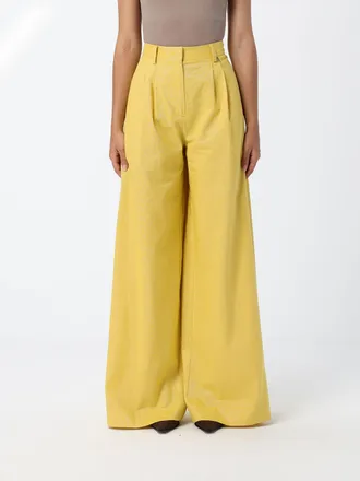 Twin-Set High-Waisted Palazzo Trousers in a Linen and Cotton Blend