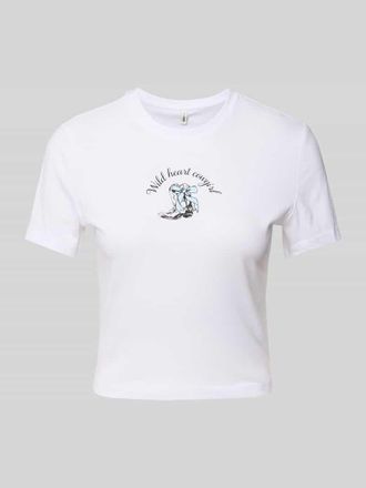 Only Slim Fit T-Shirt aus reiner Baumwolle Modell KARINA in Offwhite, Gr&ouml;&szlig;e XS