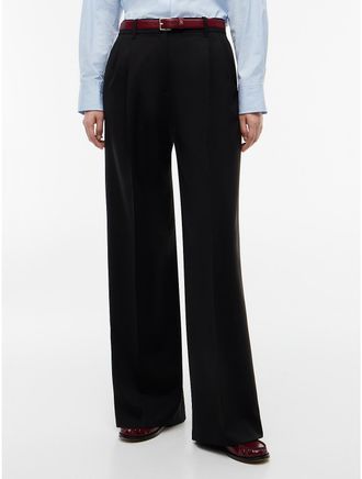 Tommy Hilfiger Womens Wool-Blend Wide Leg Pant - Black - 10