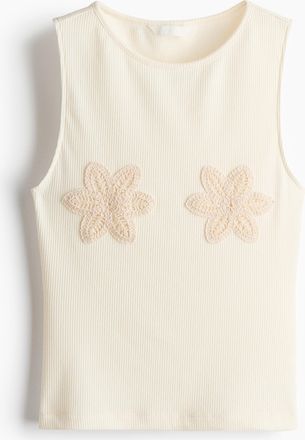 H&M Tanktop mit Verzierungen - Cremefarben