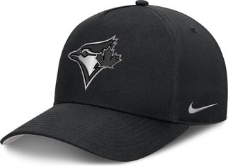 Nike Toronto Blue Jays Rise Nike Mens Dri-FIT MLB A-Frame Trucker Adjustable Hat in Black | NB1E0FBPTOR-HWD