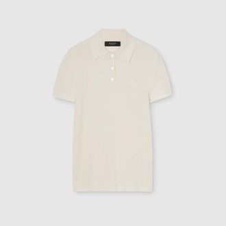 Gucci Cashmere Silk Polo Shirt With Embroidery, White, Ready-to-wear