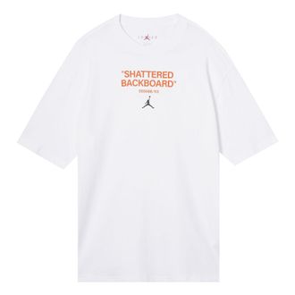 Air Jordan Mens Air Jordan Alphabet Pattern Round Neck Short Sleeve White T-Shirt DV9727-100