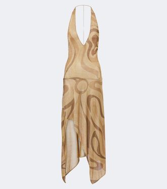 Pucci Marmo asymmetric Lurex voile midi dress