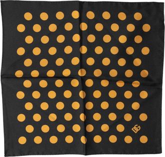 Dolce & Gabbana Black Polka Dot Square Handkerchief Mens Scarf