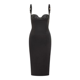 Elisabetta Franchi Lichtgewicht cr&ecirc;pe jurk met kristallen - Dames - Casual kleedjes - Zwart - S - Polyester - Kleedjes