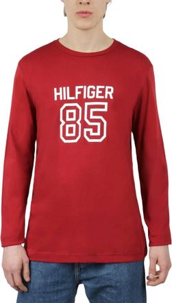 Tommy Hilfiger Long Sleeve Crew Neck Shirt In Currant