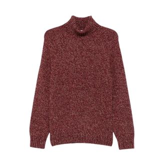 Brunello Cucinelli Wool and Silk Turtleneck Sweater - Heren - Truien - Rood - Maat: XL Zijde