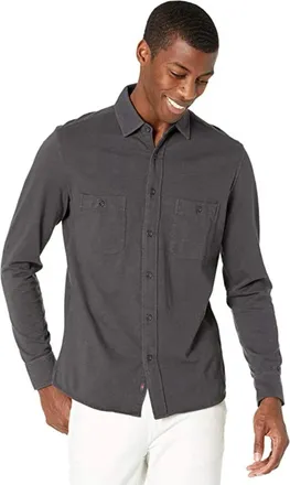 Faherty Sunwashed Shirt Mens Washed Black 100% Organic Cotton Collar RED1114