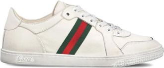 Gucci Stretch Low-top Sneaker - Dames - Sneakers - Wit - 38 1/2 EU - Leer - Schoenen