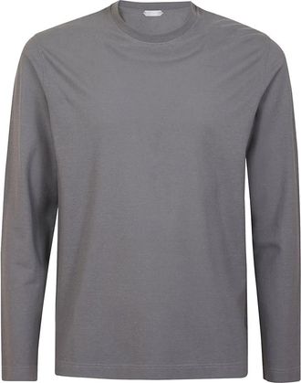 Zanone IJs Katoenen Longsleeve T-shirt - Heren - Longsleeves - Grijs - L - Katoen - Tops