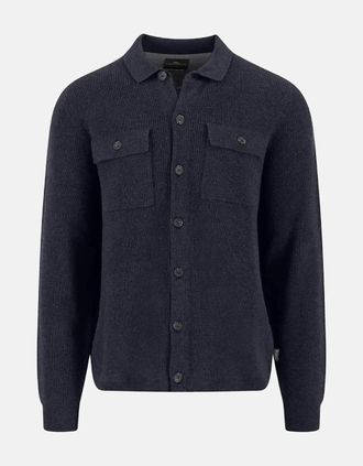 Fynch-Hatton Mens Merino Wool Cashmere Buttoned Cardigan Navy - Size: 42