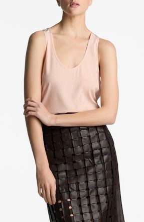 St. John Silk Cr&ecirc;pe de Chine Tank in Light Blossom at Nordstrom, Size X-Large