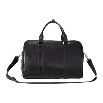 Infinity Leather Vintage Genuine Leather Holdall Duffle Gym Travel Bag - Atlas in Black