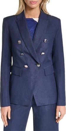 Halston Heritage Linen Double Breasted Linen-Blend Blazer