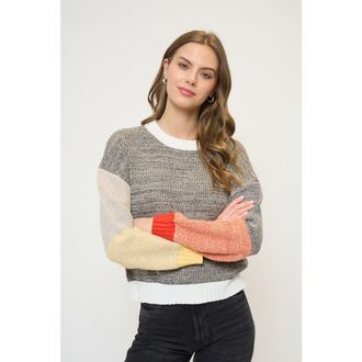 Central Park West Maisie Bright Melanged Colorblocked Crew in Multi at Nordstrom, Size X-Small