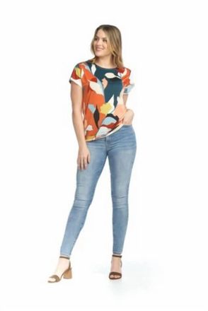 Papillon Paula Abstract Short Sleeve Top In Multi