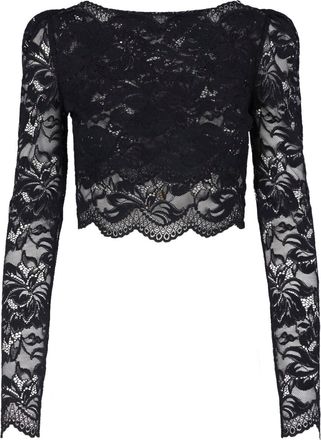 Paco Rabanne Black Floral Lace Cropped Top